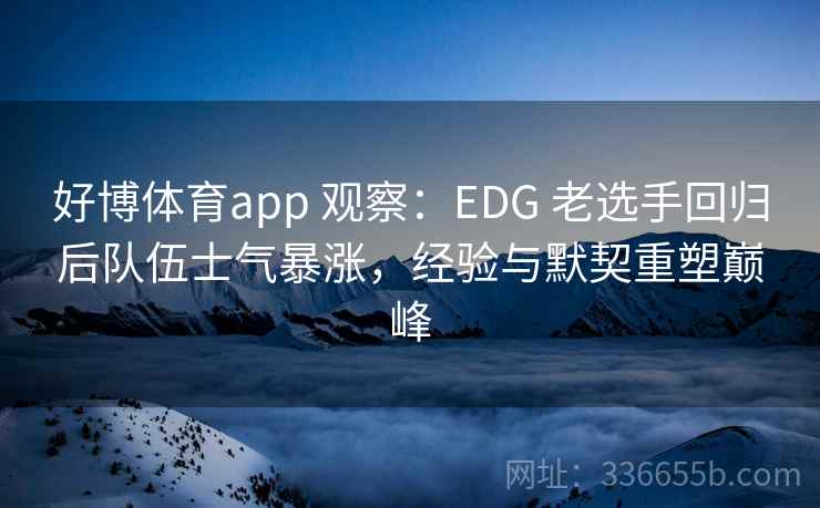 好博体育app 观察:EDG 老选手回归后队伍士气暴涨,经验与默契重塑巅峰 好博体育app 观察:EDG 老选手回归后队伍士气暴涨,经验与默契重塑巅峰